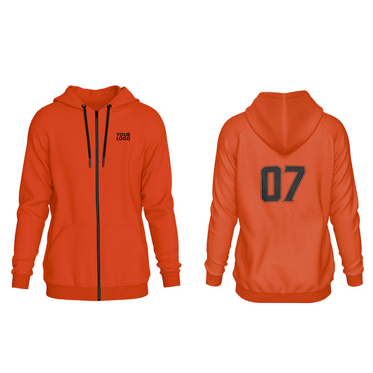 Custom Zipper Hoodie - Solid Design - Personalized Gear
