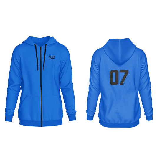 Custom Zipper Hoodie - Solid Color Style - Personalized Top