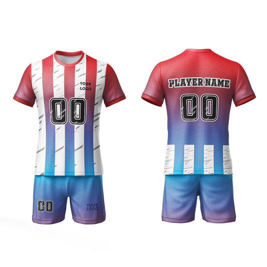 Custom Soccer Uniform – Gradient Stripe Design – Personalized Team Kit