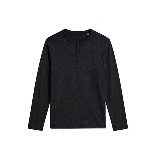 Custom Men Full Sleeves Henley - Solid Color Personalized Top