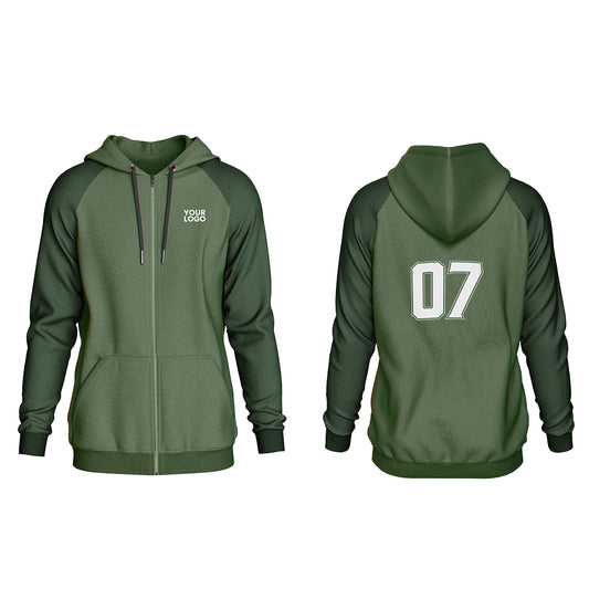 Custom Zipper Hoodie - Solid Raglan - Personalized Sweatshirt