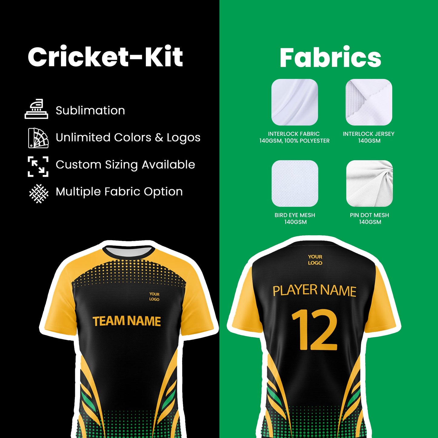 Custom Cricket Uniform - Three-Color Panel - Personalized Kit