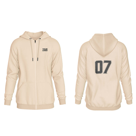 Custom Zipper Hoodie - Solid Color - Personalized Hoodie