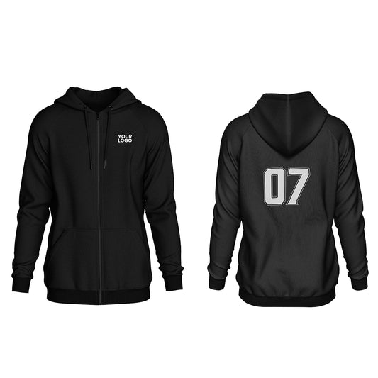Custom Zipper Hoodie - Solid Design - Personalized Zip-Up
