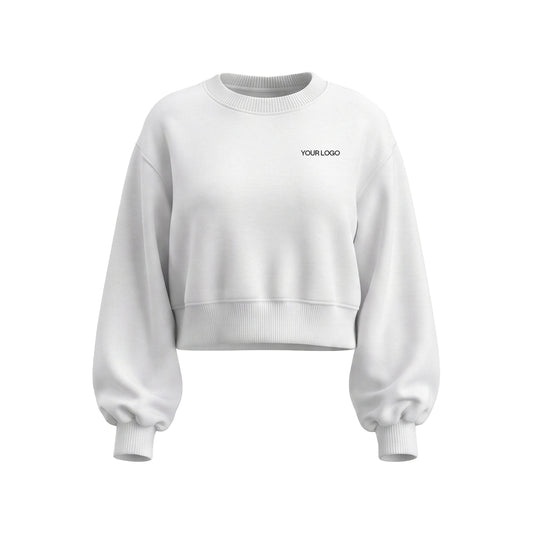 Custom Cropped Sweatshirt - Puff Sleeve - Personalized Pullover