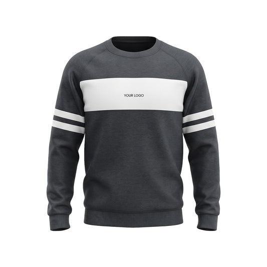 Custom Men Sweatshirt - Varsity Stripe Design - Personalized Crewneck