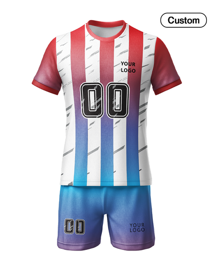 Custom Soccer Uniform – Gradient Stripe Design – Personalized Team Kit