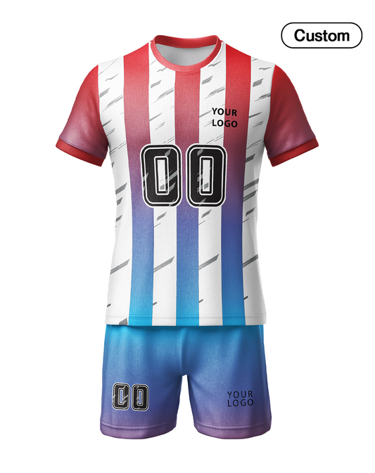 Custom Soccer Uniform – Gradient Stripe Design – Personalized Team Kit