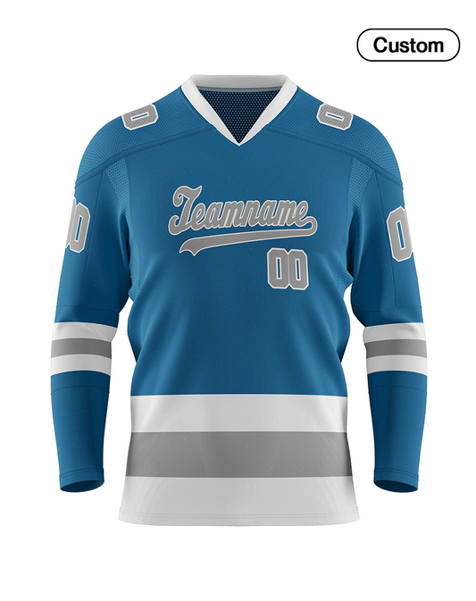 Custom Ice Hockey Jersey - Gray Trim Design - Personalized Kit