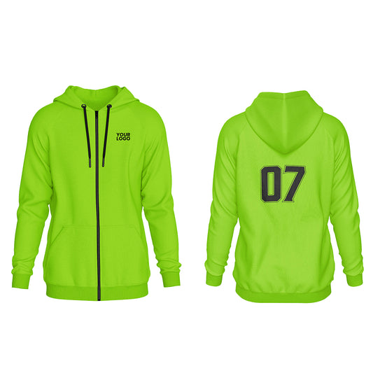Custom Zipper Hoodie - Solid Design - Personalized Top