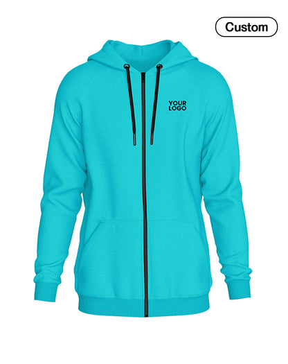 Custom Full-Zip  Hoodie - Solid Design - Personalized Hoodie