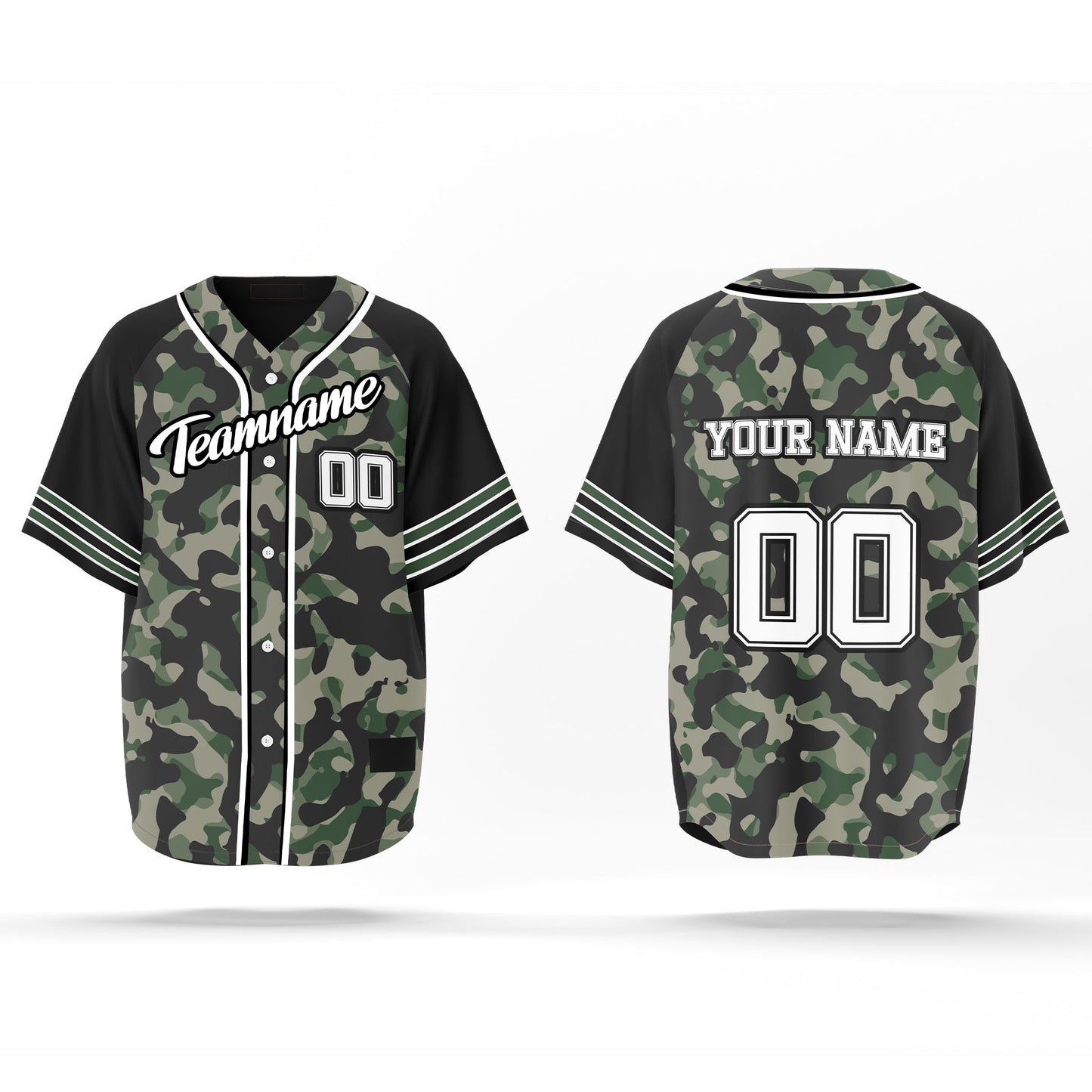 Custom Baseball Jersey - Camo Design - Personalized Jersey