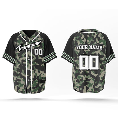 Custom Baseball Jersey - Camo Design - Personalized Jersey