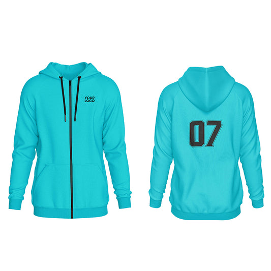 Custom Zipper Hoodie - Solid Design - Personalized Hoodie