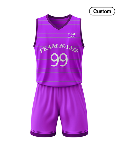 Custom Basketball Uniform - Horizontal Stripe Design - Personalized Kit