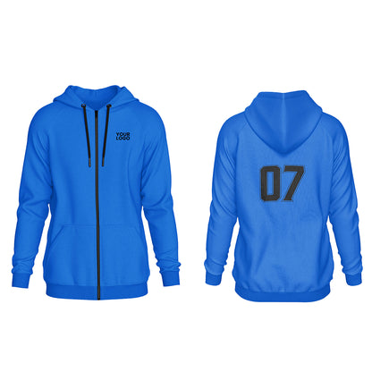 Custom Full-Zip Hoodie - Solid Color Style - Personalized Top