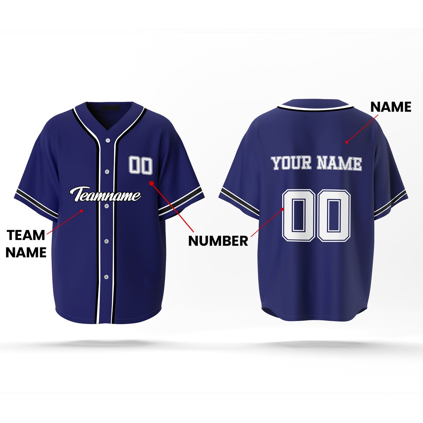 Custom Baseball Jersey - Pinstripe Design - Personalized Top