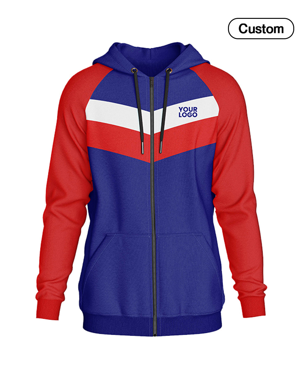 Custom Zipper Hoodie - Raglan Chevron Vector - Personalized Top