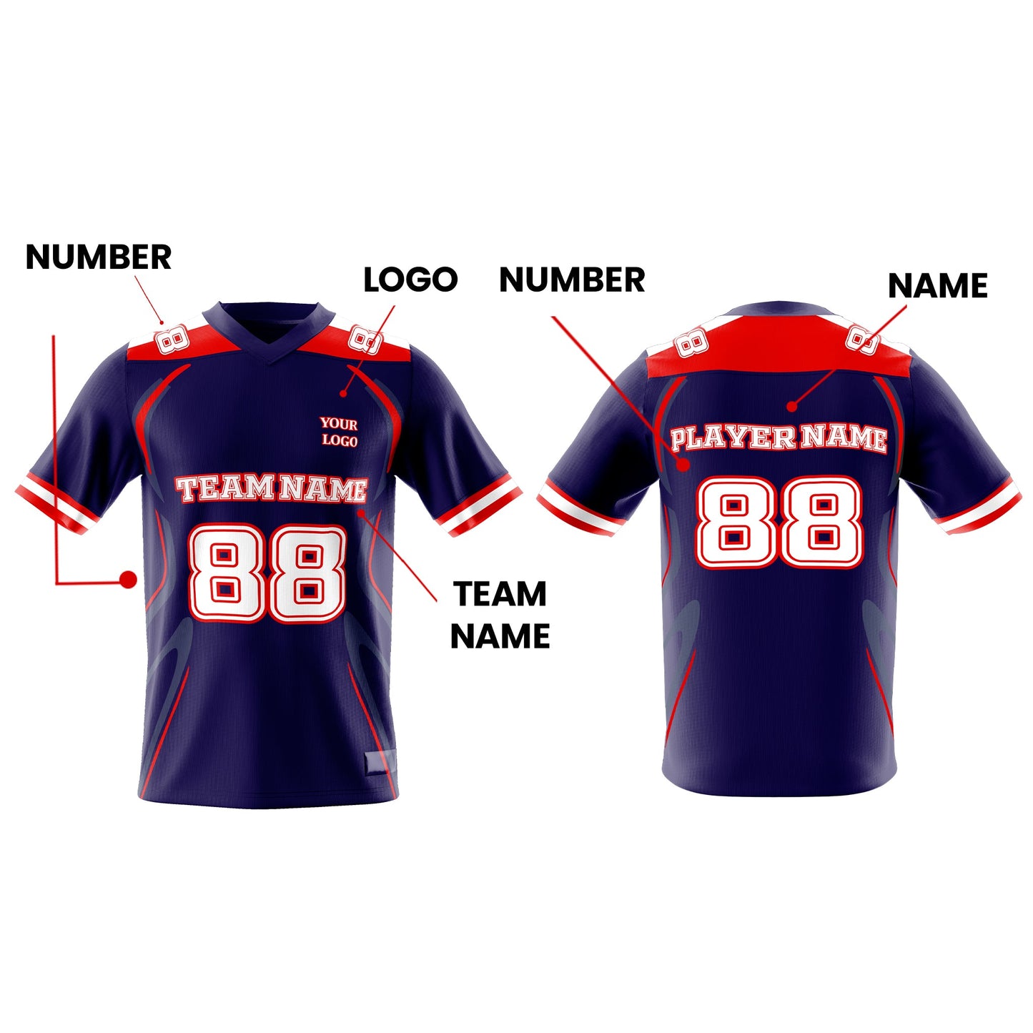 Custom American Football Jersey - Neon Design - Personalized Jersey