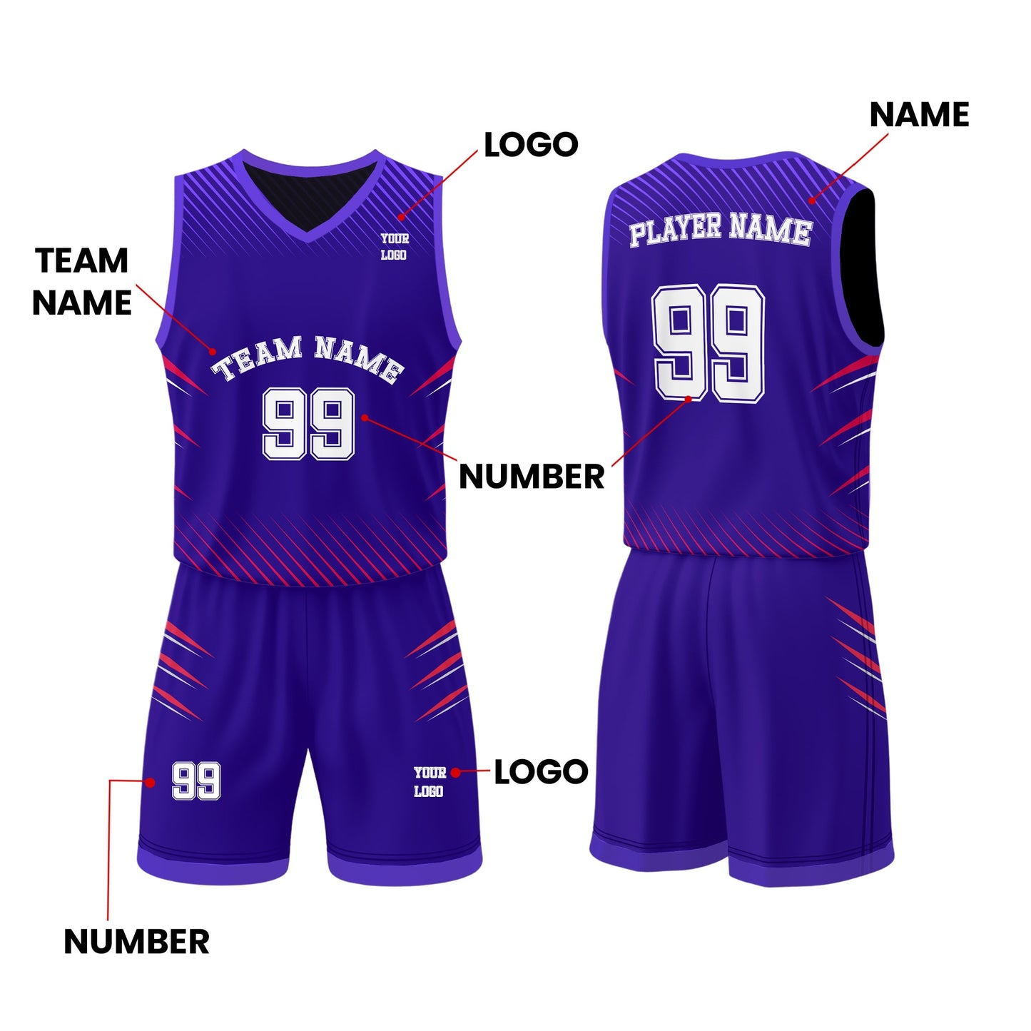 Custom Basketball Uniform - Abstract Pattern - Personalized Team Kit