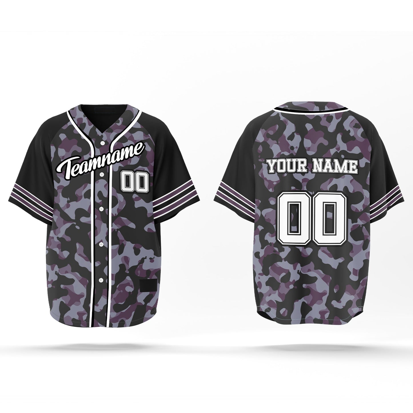 Custom Baseball Jersey - Camo Design - Personalized Jersey