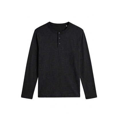 Custom Men Henley Full Sleeves - Solid Color Personalized Top
