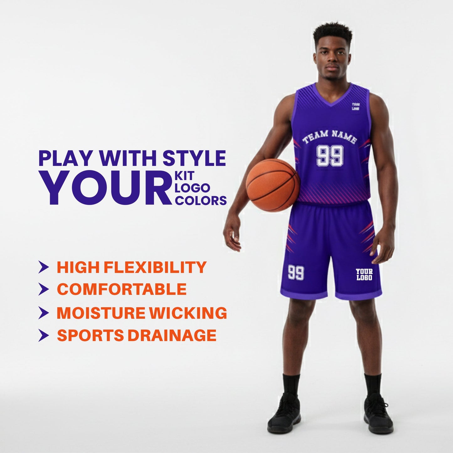 Custom Basketball Uniform -  Shards Pattern - Personalized Teamwear