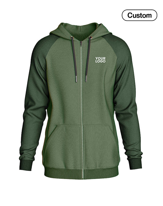 Custom Zipper Hoodie - Solid Raglan - Personalized Sweatshirt