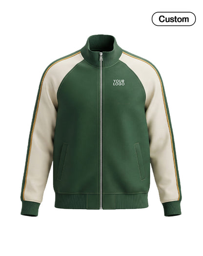 Custom Zip-Up Jacket - Retro Raglan Design - Personalized Activewear