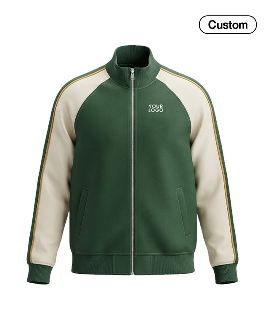 Custom Zip-Up Jacket - Retro Raglan Design - Personalized Activewear