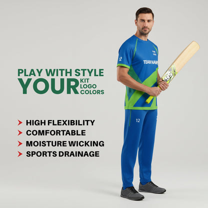 Custom Cricket Uniform - Vector Geometric Design - Personalized Teamwear