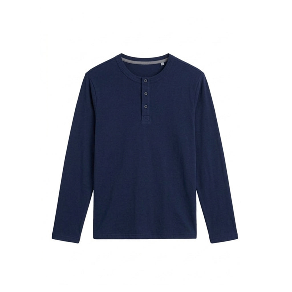 Custom Men Henley Full Sleeves - Solid Color Personalized Top
