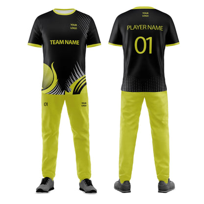 Custom Cricket Uniform - Black Abstract Pattern - Personalized Team Kit