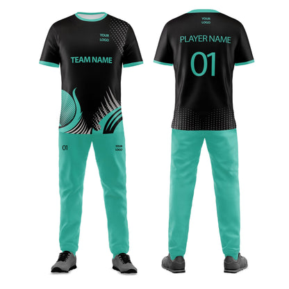 Custom Cricket Uniform - Black Abstract Pattern - Personalized Team Kit