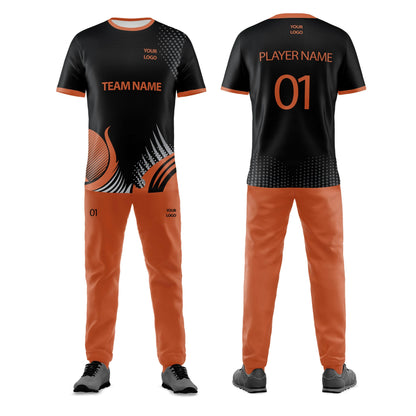 Custom Cricket Uniform - Black Abstract Pattern - Personalized Team Kit