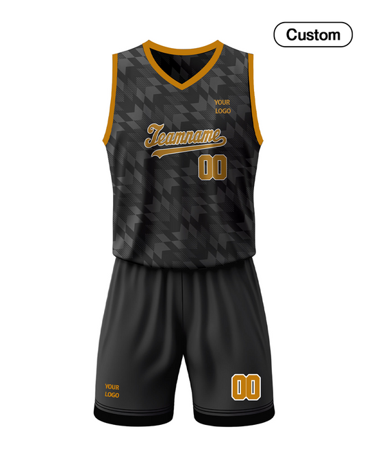Custom Basketball Uniform - Black Abstract Design - Personalized Uniform