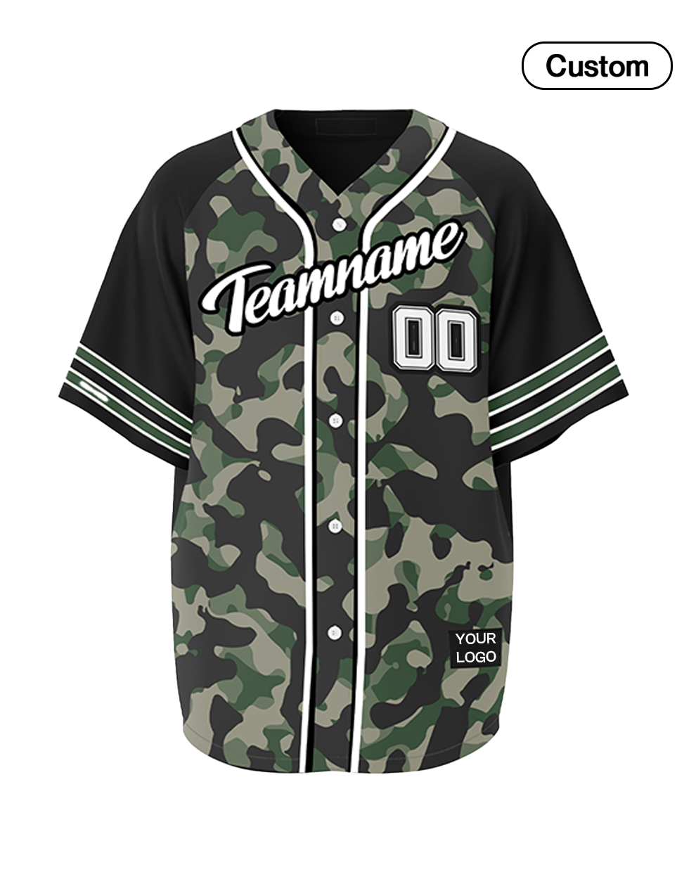 Custom Baseball Jersey - Camo Design - Personalized Jersey