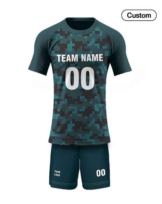 Custom Volleyball Uniform – Geometric Camo Design – Personalized Kit