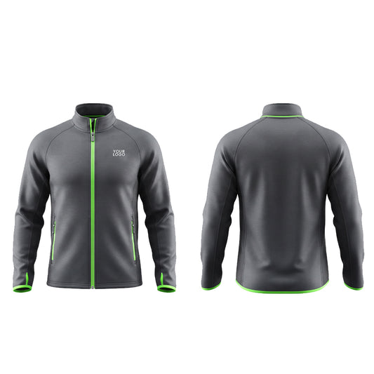 Custom Zip-Up Jacket - Solid Trim Raglan - Personalized Zipper