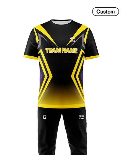 Custom Cricket Uniform - Vector Geometric Design - Personalized Teamwear