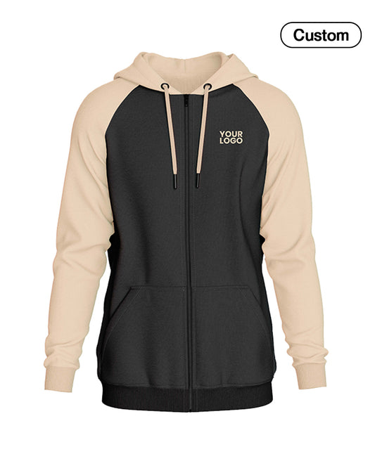 Custom Zipper Hoodie - Raglan Solid - Personalized Wear