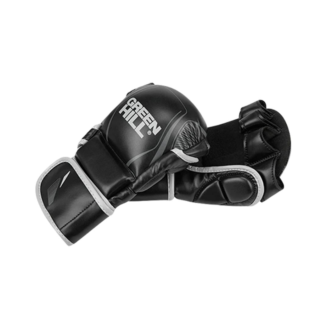 MMA Gloves Gray - HYBRID - IMMAF Approved Faux Leather Fight Gloves