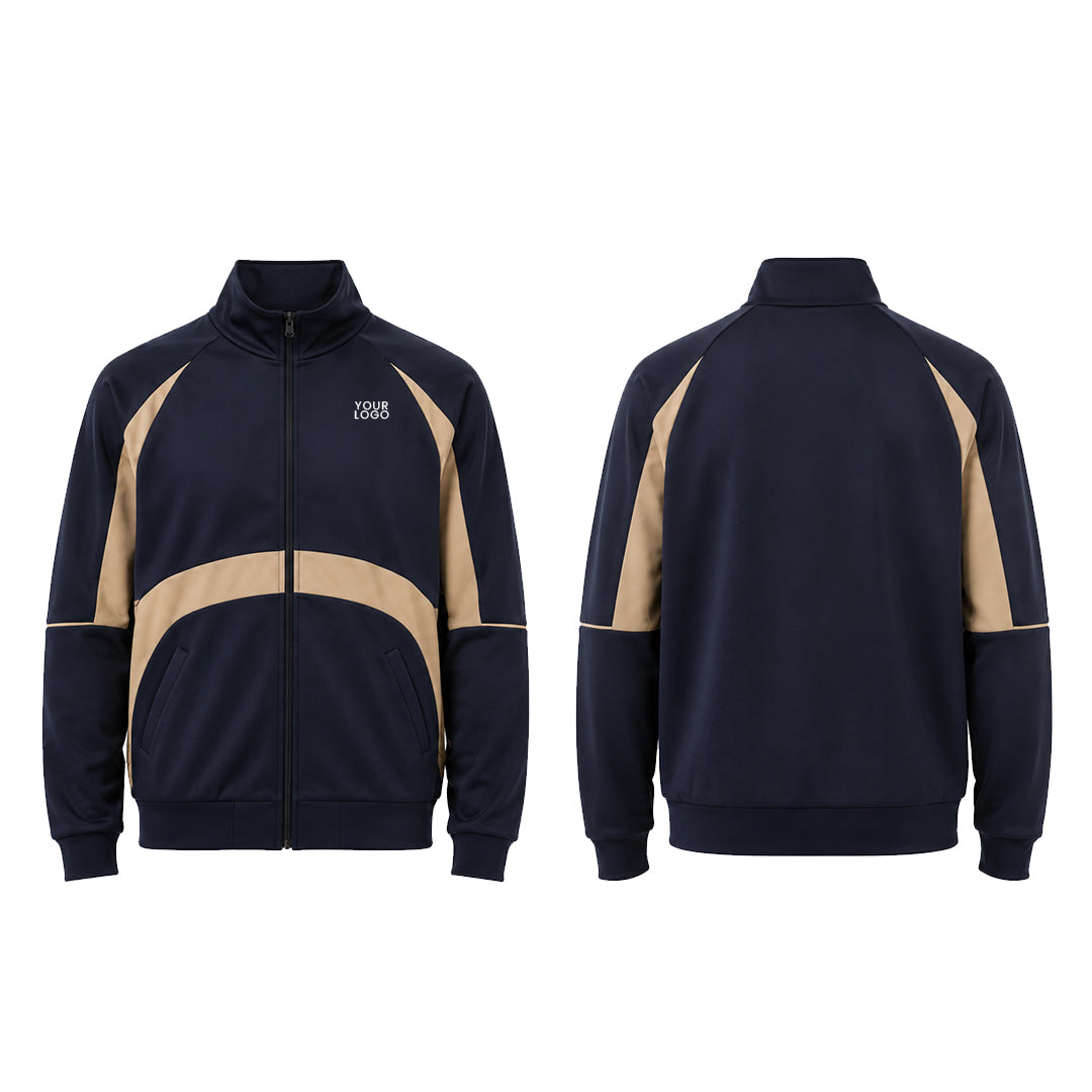 Custom Zip-Up Jacket - Contrast Arc Panel - Personalized Activewear