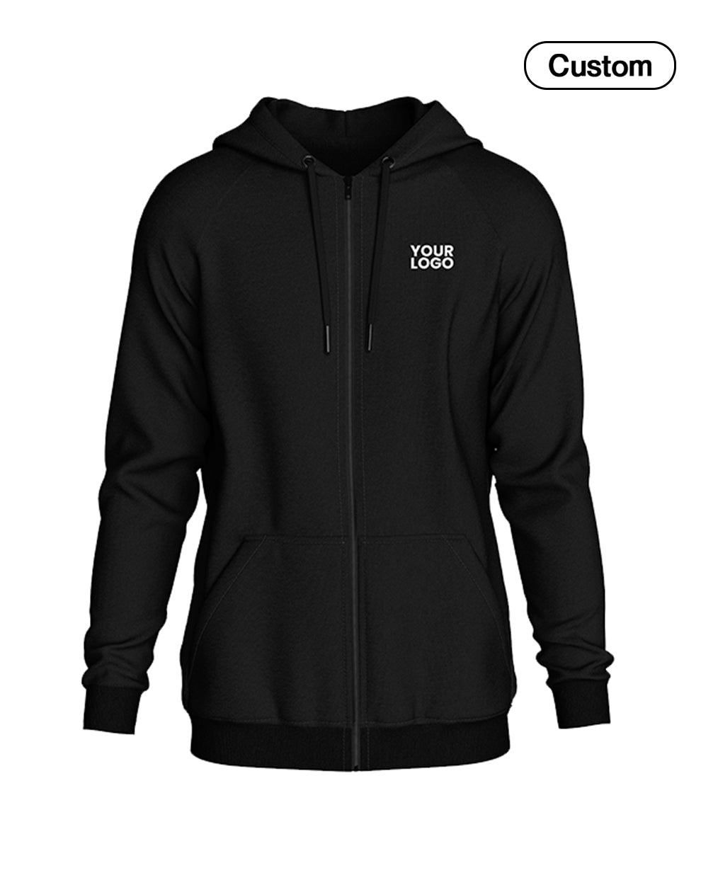 Custom Full-Zip Hoodie - Solid Design - Personalized Zip-Up