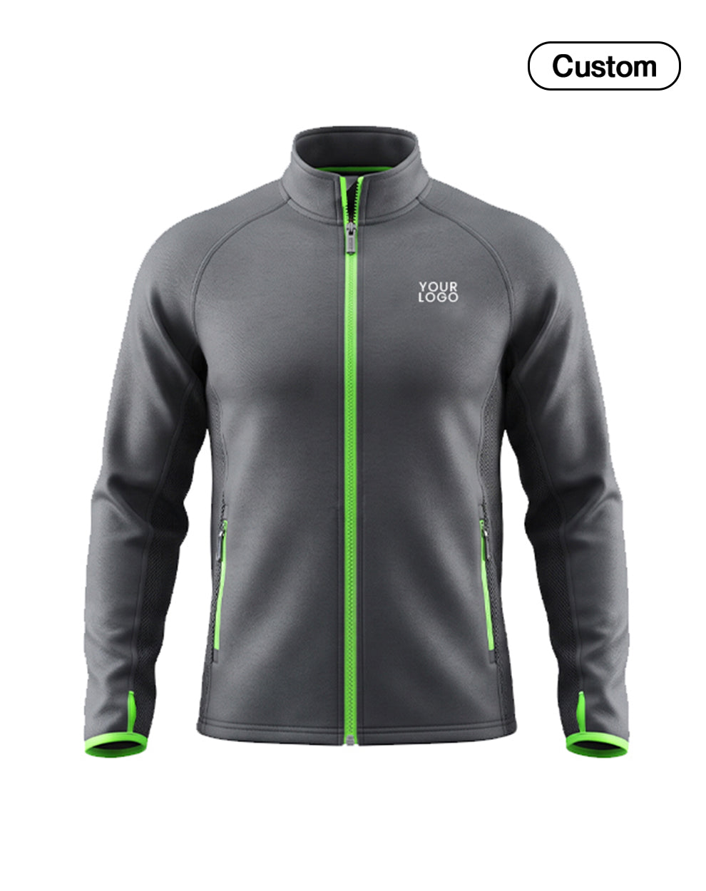 Custom Zip-Up Jacket - Solid Trim Raglan - Personalized Zipper