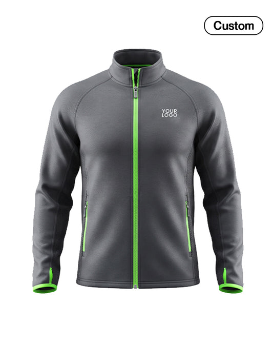 Custom Zip-Up Jacket - Solid Trim Raglan - Personalized Zipper