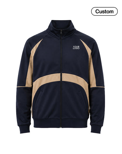 Custom Zip-Up Jacket - Contrast Arc Panel - Personalized Activewear