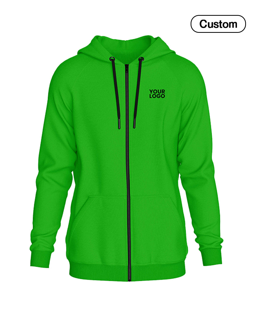 Custom Full-Zip Hoodie - Solid Design - Personalized Wear