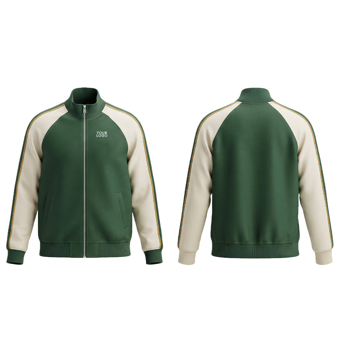 Custom Zip-Up Jacket - Retro Raglan Design - Personalized Activewear