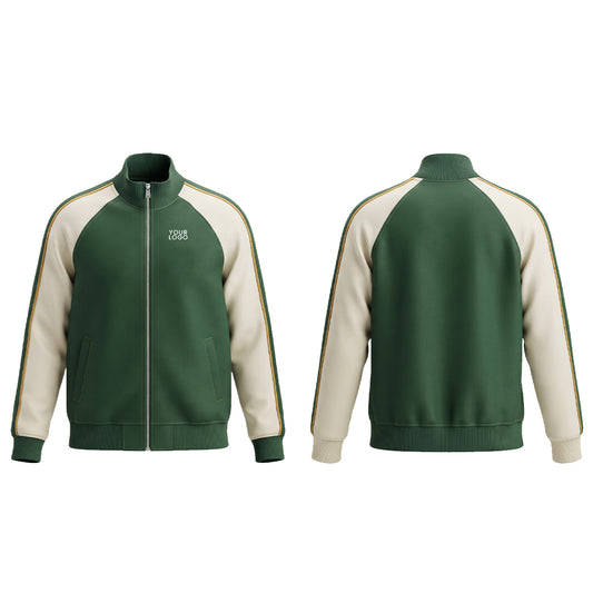 Custom Zip-Up Jacket - Retro Raglan Design - Personalized Activewear